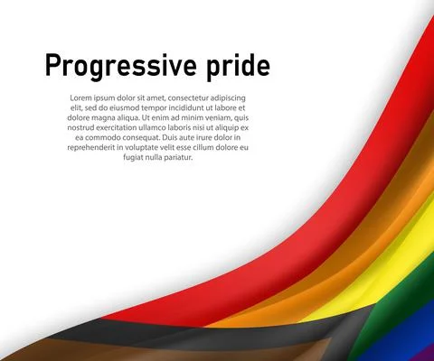 Waving flag of Progressive pride on white background. Stock Illustration
