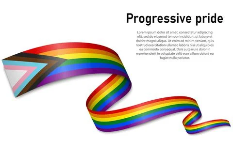 Waving flag of Progressive pride on white background. イラスト素材