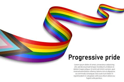 Waving flag of Progressive pride on white background. Stock Illustration