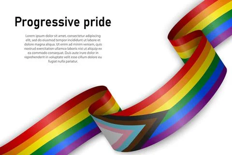 Waving flag of Progressive pride on white background. Stock Illustration