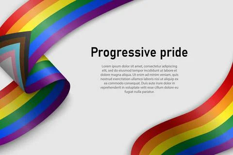 Waving flag of Progressive pride on white background. イラスト素材