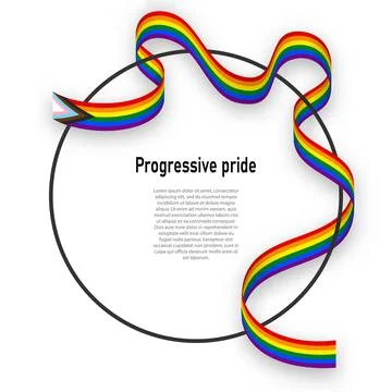 Waving flag of Progressive pride on white background. Stock Illustration
