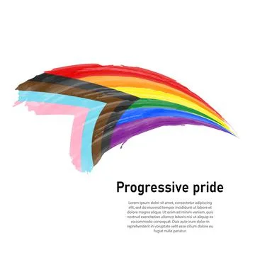 Waving flag of Progressive pride on white background. Stock Illustration