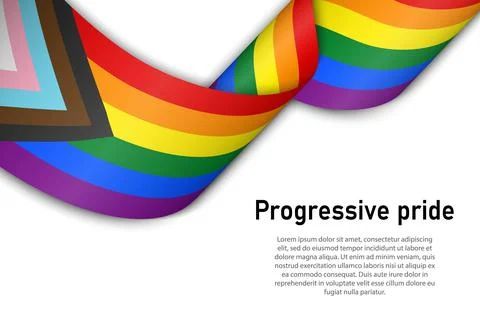 Waving flag of Progressive pride on white background. イラスト素材