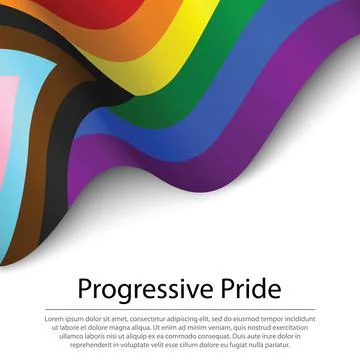 Waving flag of Progressive pride on white background. Banner or ribbon templa Stock Illustration