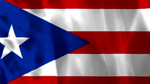 Waving flag of Puerto Rico featuring red white stripes and blue triangle wi.. Stock Footage 343583200
