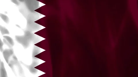 Waving flag of Qatar featuring maroon and white colors with serrated edge d.. Stock Footage 343583204