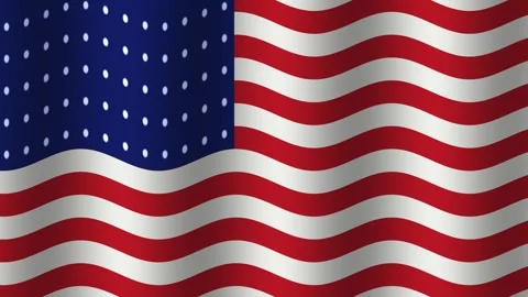 Waving flag with red and white stripes and blue field of Stock Footage 338130804