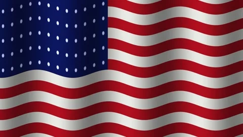 Waving flag with red and white stripes and blue field Stock Footage 338172187