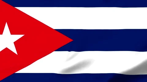 Waving flag with red triangle white star and blue white stripes Video stock 343573979