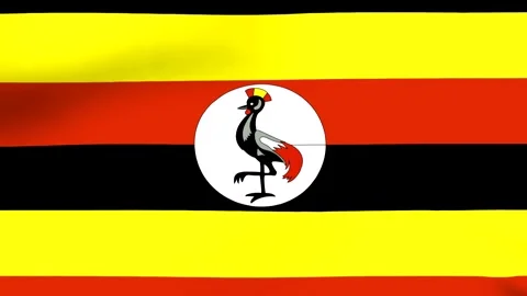 Waving flag of the Republic of Uganda featuring horizontal stripes and a cr.. 库存影片 346546265