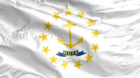 Waving flag of Rhode Island State, RI, USA. 4K Loop Stock Footage 260525627