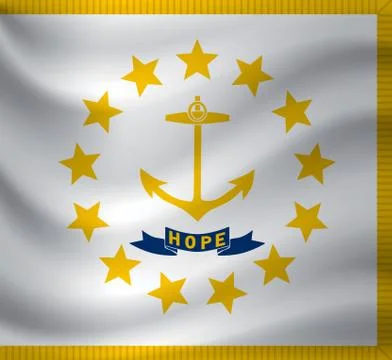 Waving flag of Rhode Island. Vector illustration Illustrazione stock