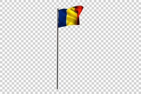 Waving flag of Romania on pole Stock Illustration