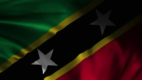 Waving a flag of Saint Kitts and Nevis, the national flag flying in the wind Video stock 237436645