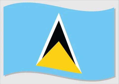 Waving flag of Saint Lucia vector graphic. Waving Saint Lucian flag illustrat Ilustración de archivo