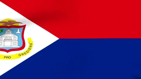 Waving flag of Saint Martin featuring red white and blue colors with centra.. 库存影片 346546122