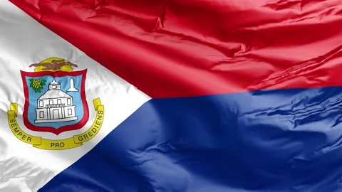 Waving flag of Saint Martin The Friendly Island. Loop Stock Footage 232725196