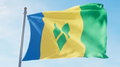 Waving Flag Of Saint Vincent And The Grenadines Loop Stock Footage 127570720