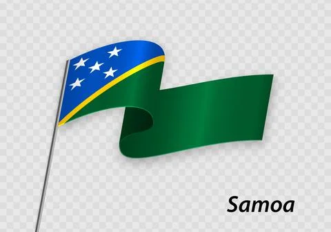 Waving flag of Samoa on flagpole. Template for independence day Stock-Illustration