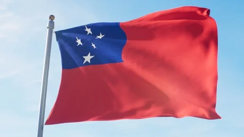 Waving Flag Of Samoa Loop Stock Footage 127318930
