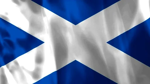 Waving flag of Scotland featuring the white diagonal saltire cross on a blu.. Vídeo Stock 343583373