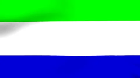 Waving flag of Sierra Leone featuring horizontal green white and blue color.. 库存影片 346546144