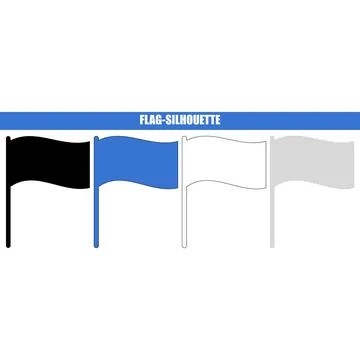 Waving flag silhouettes in various styles during a clear day isolated on wh.. Stock Illustration