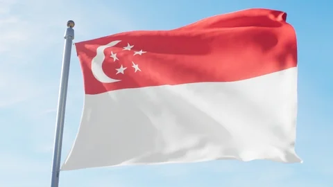Waving Flag Of Singapore Loop Stock Footage 127266956
