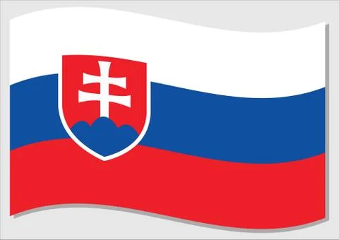 Waving flag of Slovakia vector graphic. Waving Slovak flag illustration. Slov Stock Illustration