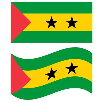 Waving flag of So Tom and Prncipe. So Tom and Prncipe flag on white Stock Illustration