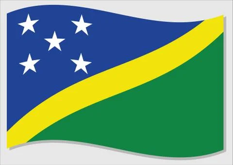 Waving flag of Solomon Islands vector graphic. Waving Solomon Islander flag i Stock-Illustration