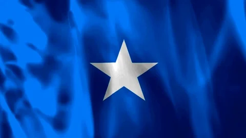 Waving flag of Somalia with a white star on a blue background fabric texture Vídeos de archivo 343583428