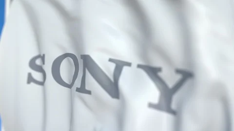 Waving flag with Sony Corporation logo, ... | Stock Video | Pond5