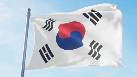 Waving Flag Of South Korea Loop Stock Footage 127284673