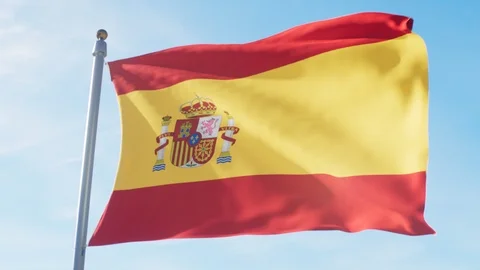 Waving Flag Of Spain Loop Stock Footage 127475001