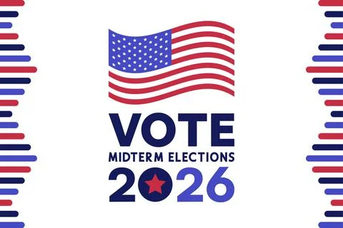 Waving Flag Splatter Side Border Vote Midterm Elections 2026 イラスト素材