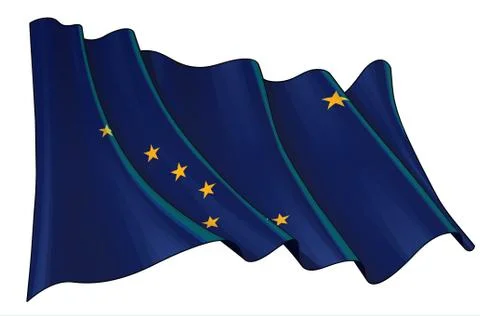 Waving Flag of the State of Alaska Stock Illustration