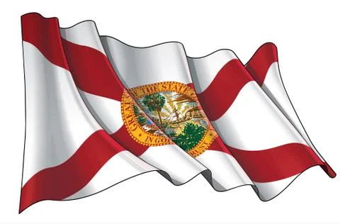 Waving Flag of the State of Florida Stock Illustration