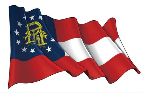 Waving Flag of the State of Georgia Stock Illustration