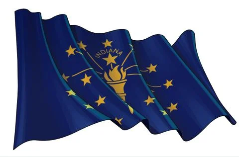 Waving Flag of the State of Indiana Stock Illustration