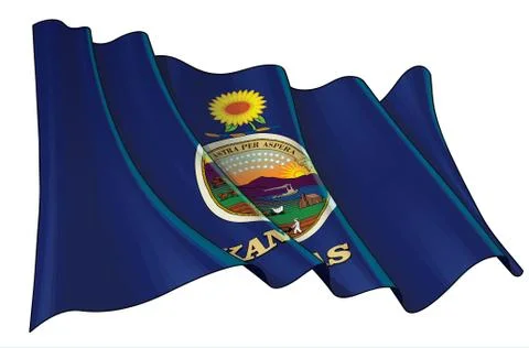 Waving Flag of the State of Kansas Stock Illustration