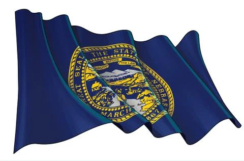 Waving Flag of the State of Nebraska. Stock Illustration