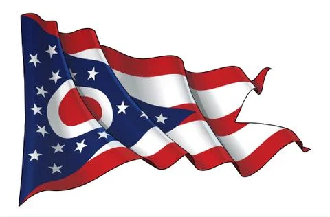 Waving Flag of the State of Ohio Stock Illustration