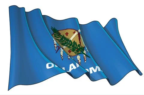 Waving Flag of the State of Oklahoma Stock Illustration