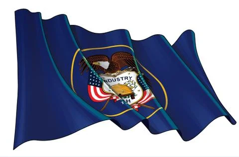 Waving Flag of the State of Utah Stock Illustration