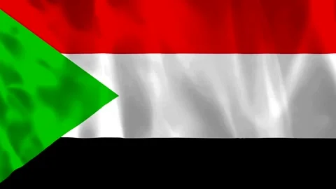 Waving flag of Sudan featuring red white black and green horizontal stripes Stock Footage 343583449