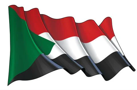 Waving Flag of Sudan Stock Illustration