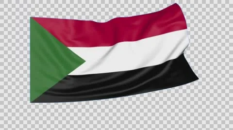 Waving flag of Sudan, seamless loop. Exact size, blue background. Part of all Stock Footage 64625952