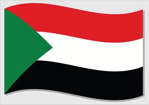 Waving flag of Sudan vector graphic. Waving Sudanese flag illustration. Sudan Stock-Illustration